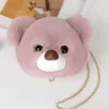Plush Bear-Face Crossbody Bag with Chain Strap Color 11 color SKU reference