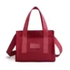 Mini Nylon Tote Handbag with Zipper Closure Red color SKU reference