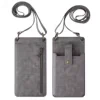 Croc-Embossed PU Crossbody Phone Wallet with Coin Pocket Deep gray color SKU reference