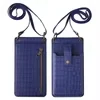 Croc-Embossed PU Crossbody Phone Wallet with Coin Pocket Royal blue color SKU reference