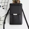 Vertical PU Crossbody Phone Pouch with Card Holder Black color SKU reference