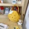 Two-Size Embroidered Cat Canvas Crossbody Bag Yellow · Small color SKU reference