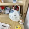 Two-Size Embroidered Cat Canvas Crossbody Bag White · Small color SKU reference