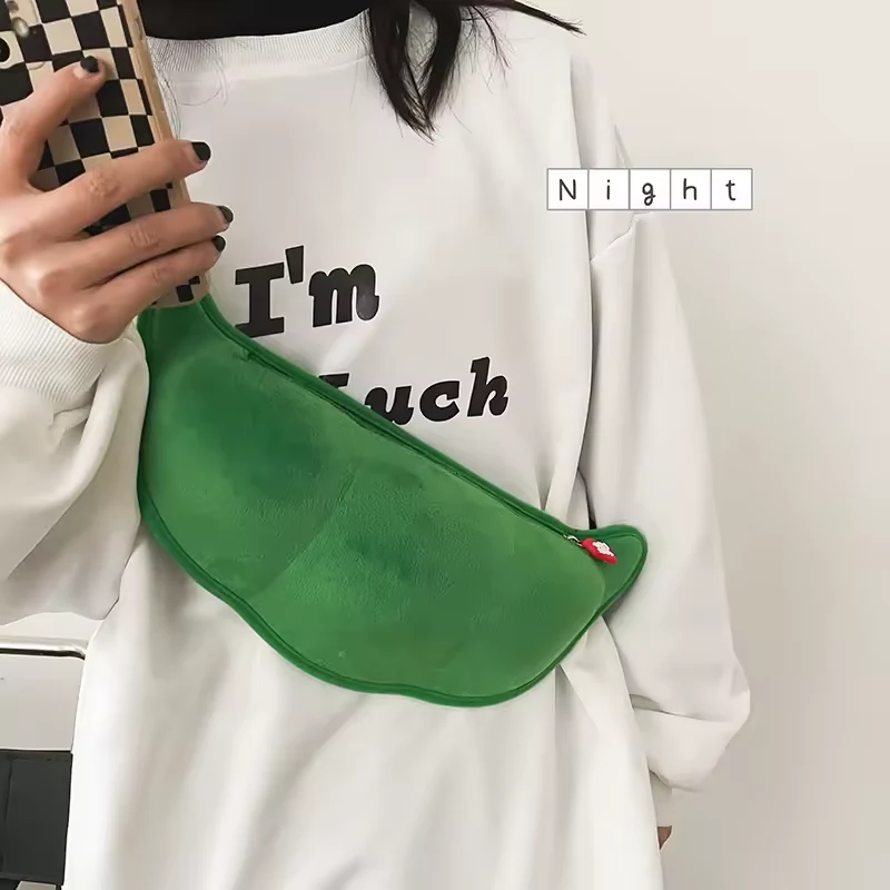 Green Pea-Pod-Shaped Polyester Novelty Crossbody Bag product reference image
