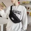Canvas Waist & Chest Sling Bag in Four Colors Black color SKU reference