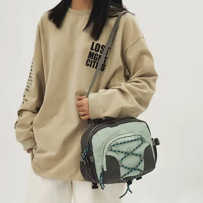 Color-Block Canvas Drawstring Crossbody Bag product reference image