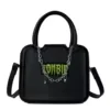 Mini PU Top-Handle Shoulder Bag with Letter Detail Green lettering color SKU reference