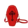 Coffin-Shaped PU Crossbody Bag with Cross Detail Red color SKU reference