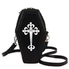Coffin-Shaped PU Crossbody Bag with Cross Detail Black color SKU reference