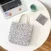Tulip-Print Canvas Tote with Zip Closure White tulip print color SKU reference