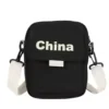 Small Nylon Sling Bag with Adjustable Strap Pink color SKU reference