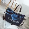 Nylon Color-Block Drawstring Travel Duffel with Soft Handles Indigo color SKU reference