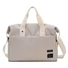 Nylon Weekender Tote with External Pocket in Two Sizes Beige color SKU reference