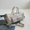PU Leather Dry/Wet Gym Duffel with Adjustable Strap White color SKU reference