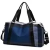 Plaid Oxford Sports Duffel with Dry/Wet Pocket Khaki color SKU reference