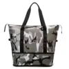 Nylon Color-Block Tote with Camouflage Print Khaki/Grey Pattern color SKU reference