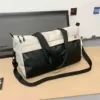 Polyester Color-Block Travel Duffel with Shoe Compartment Beige/black color SKU reference