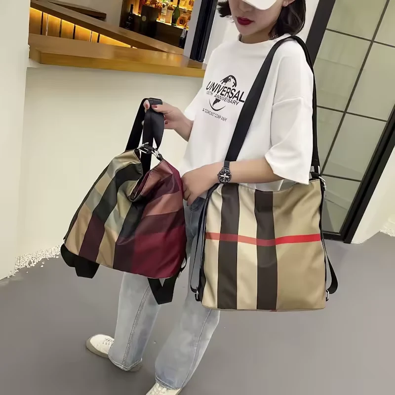 Nylon Grid-Pattern Duffel with Foldable Design product reference image