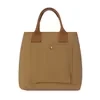 Canvas Tote with Double Shoulder Straps and Front Button Pocket Khaki style 2 color SKU reference