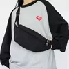 Nylon Crossbody Waist Pack with Dual-Zip Compartments Black color SKU reference