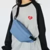 Nylon Crossbody Waist Pack with Dual-Zip Compartments Blue color SKU reference