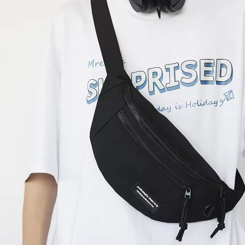 Nylon Checkerboard Waist Bag with Dual Resin Zippers product reference image