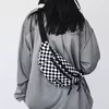 Nylon Checkerboard Waist Bag with Dual Resin Zippers Checkerboard color SKU reference