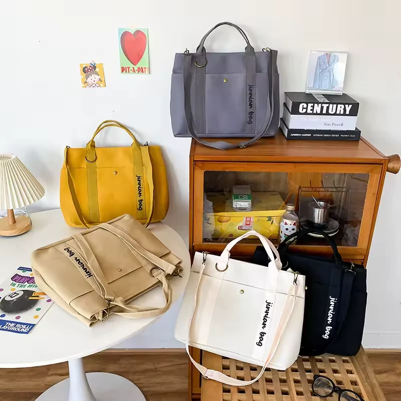 Vintage Canvas Messenger Tote with Removable Shoulder Strap product reference image