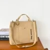 Vintage Canvas Messenger Tote with Removable Shoulder Strap Khaki color SKU reference