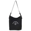 Printed Canvas Crossbody Satchel with Adjustable Strap Black color SKU reference