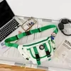 Nylon Waist Bag with Elastic Side Pockets and Double Front Pockets White style 2 color SKU reference
