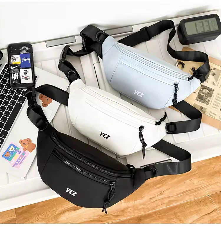 Retro Nylon Waist Bag with Resin Zipper and Adjustable Strap product reference image