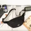 Retro Nylon Waist Bag with Resin Zipper and Adjustable Strap Black color SKU reference