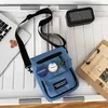 Vintage Nylon Crossbody Bag with Hidden Front Zipper Pocket Blue color SKU reference