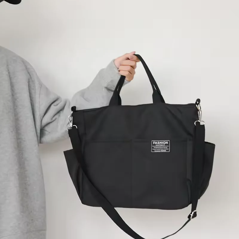 Nylon Weekend Shopping Tote with Side Pockets and Removable Strap product reference image