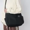 Nylon Weekend Shopping Tote with Side Pockets and Removable Strap Black color SKU reference
