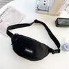 Nylon Waist Bag with Hidden Zipper Pocket and Adjustable Strap Black color SKU reference