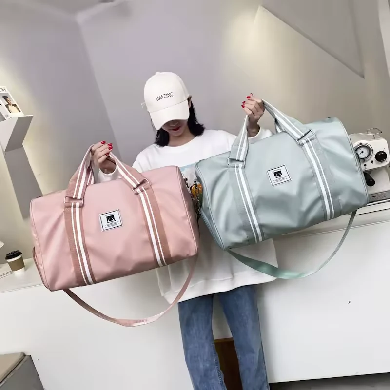Nylon Duffel with Striped Webbing and Shoe Compartment product reference image