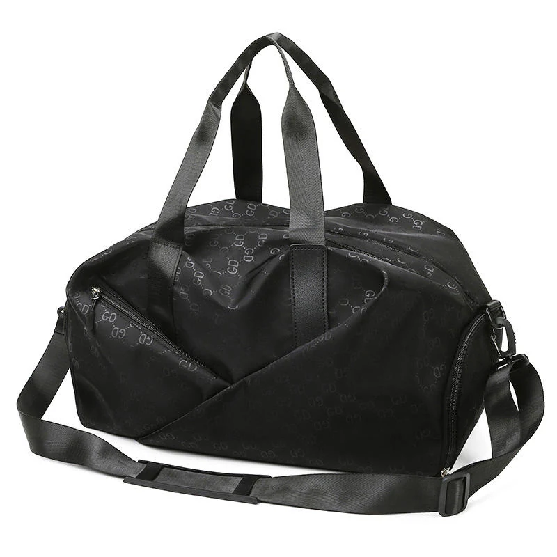 Nylon Gym Tote with Wet-Dry and Shoe Compartments Black color SKU reference