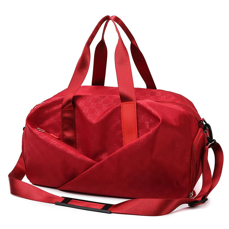 Nylon Gym Tote with Wet-Dry and Shoe Compartments Red color SKU reference