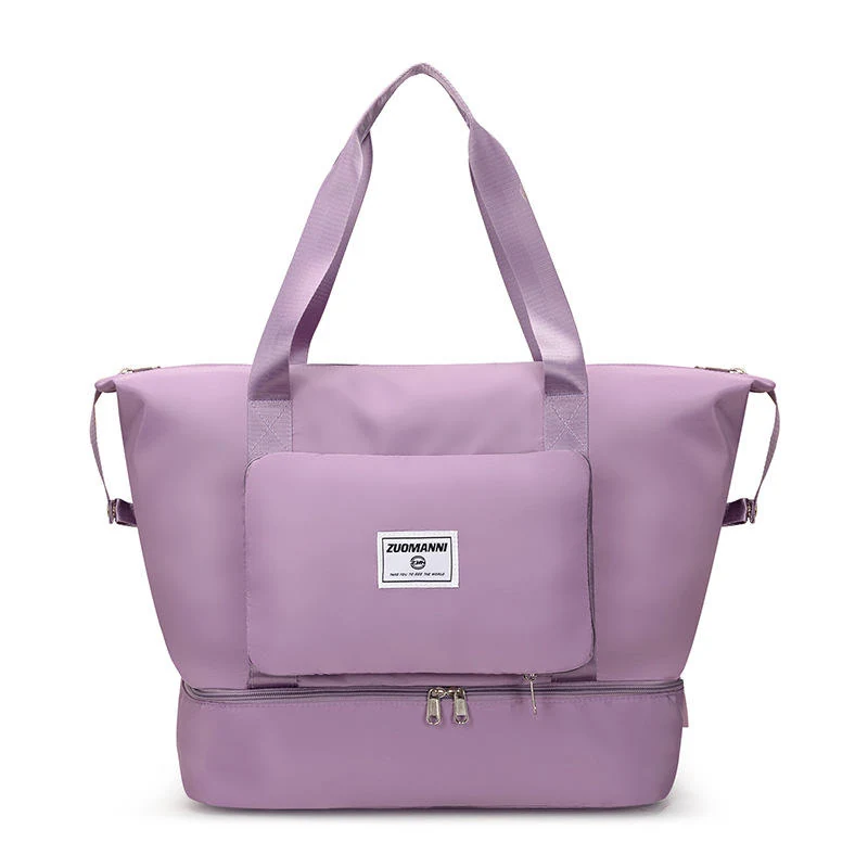 Foldable Nylon Gym Tote with Dry-Wet and Shoe Pockets Purple color SKU reference