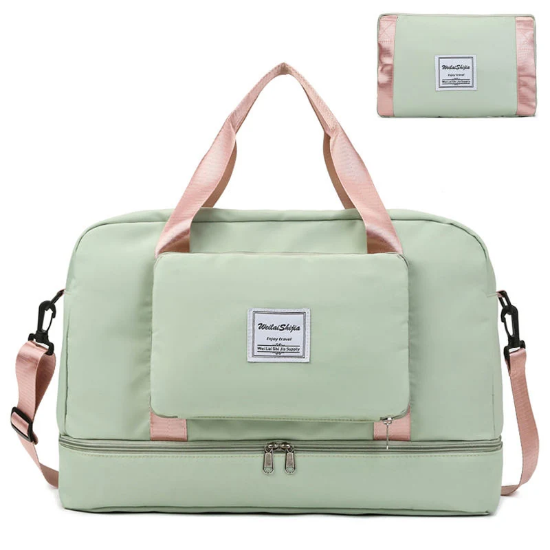 Foldable Gym & Travel Duffel with Shoe Compartment Green color SKU reference