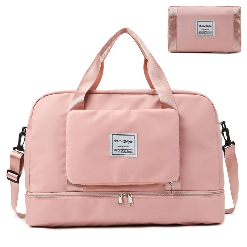 Foldable Gym & Travel Duffel with Shoe Compartment Pink color SKU reference