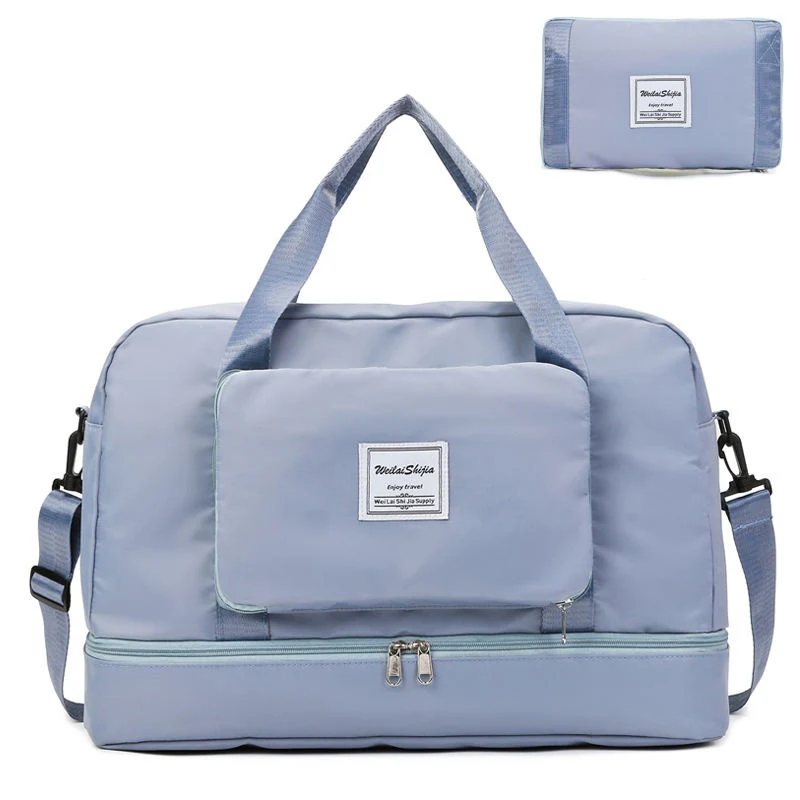 Foldable Gym & Travel Duffel with Shoe Compartment Blue color SKU reference