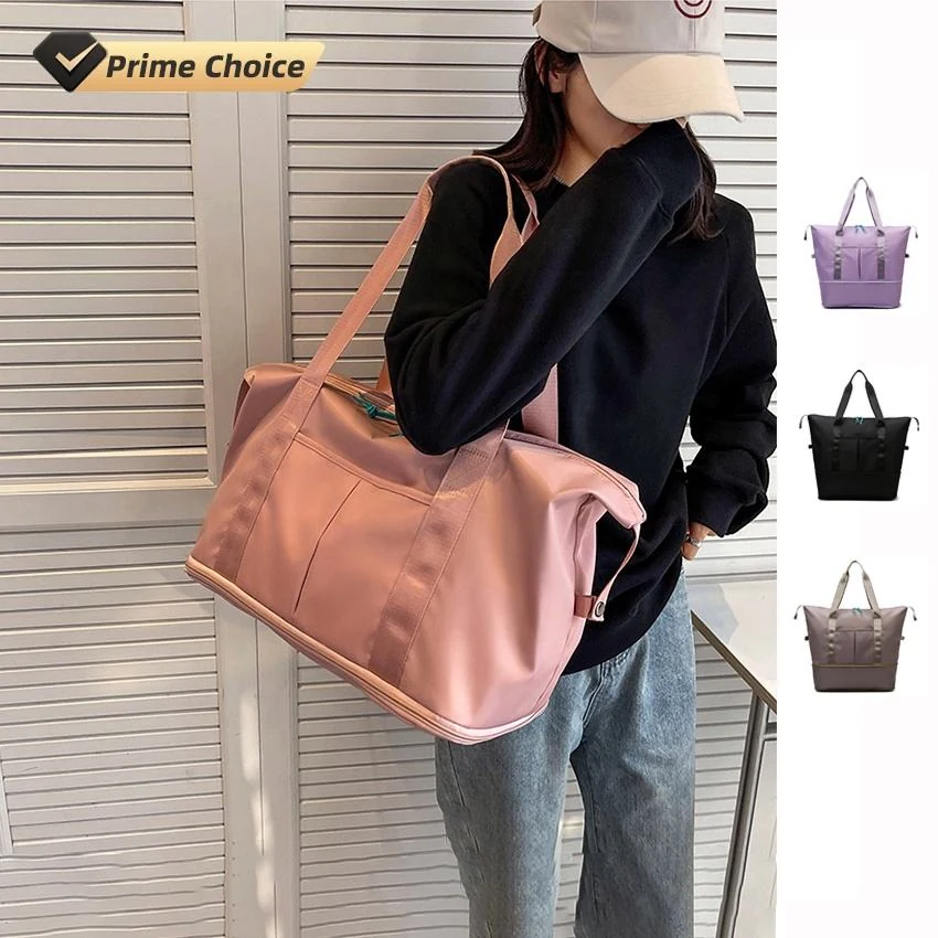 Expandable Nylon Gym Tote with Double Zippers and Trolley Holder product reference image