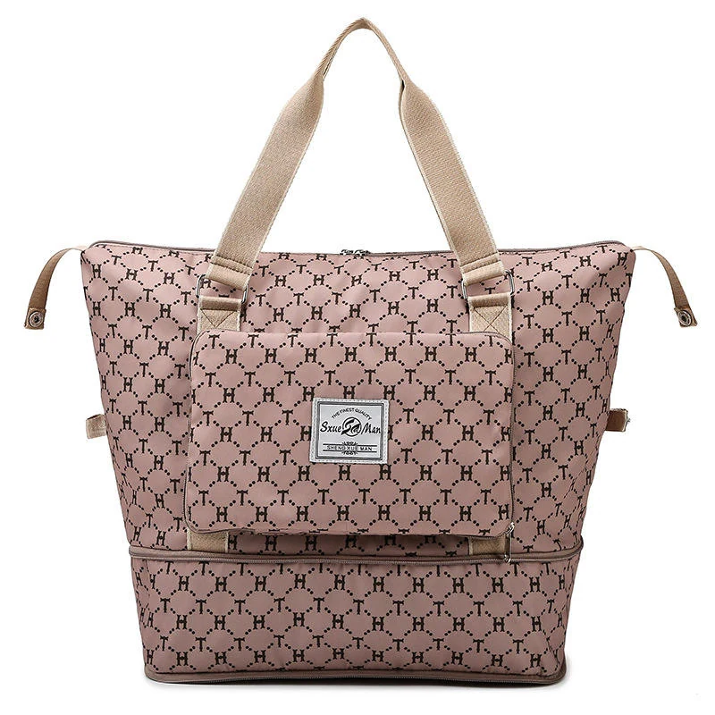 Foldable Printed Nylon Gym & Travel Duffel Pink color SKU reference