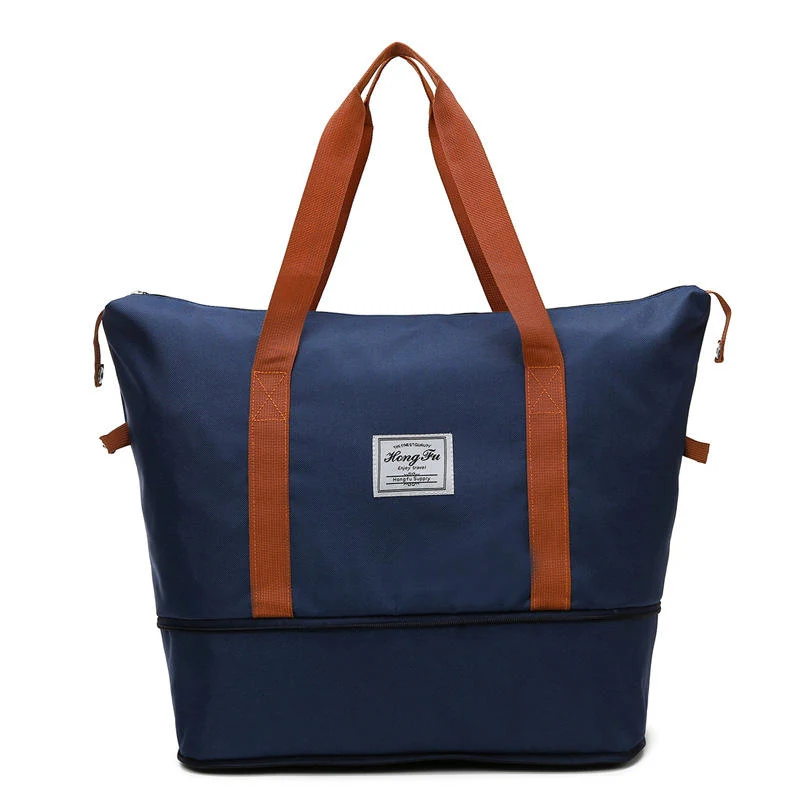 Expandable Gym & Travel Duffel with Trolley Sleeve Blue color SKU reference