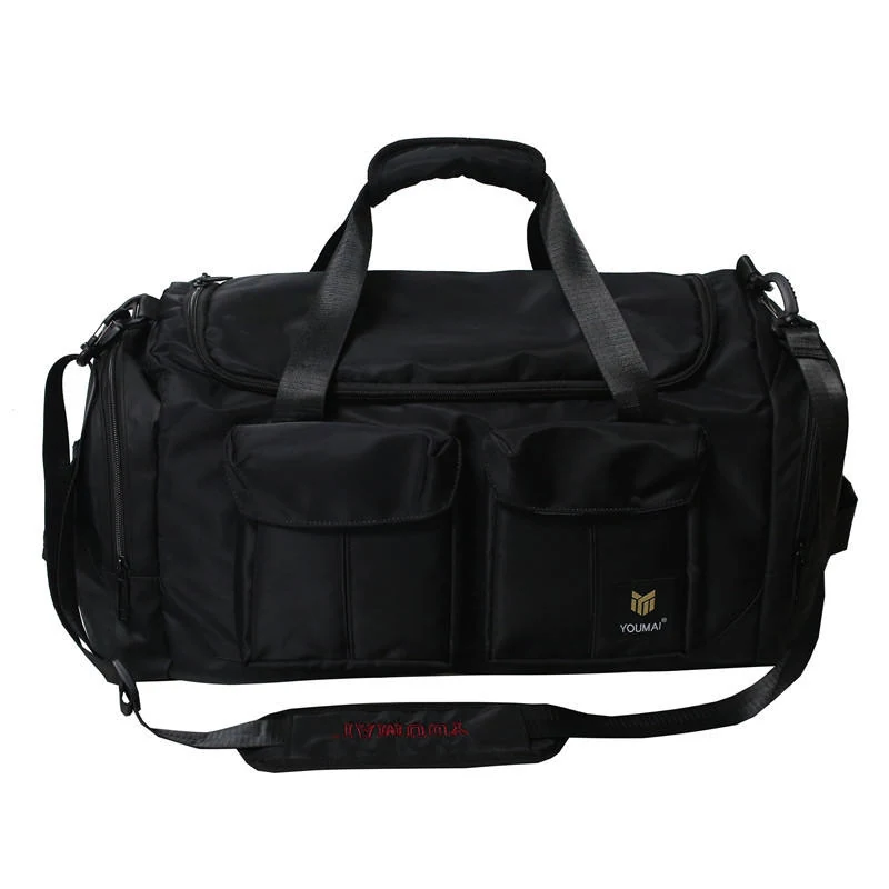 Large Travel Bag with Shoe Compartment and Outer Pocket Black color SKU reference
