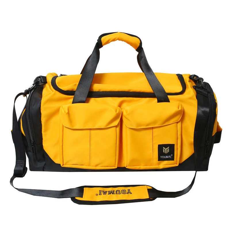 Large Travel Bag with Shoe Compartment and Outer Pocket Yellow color SKU reference