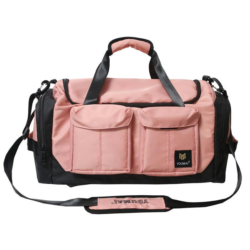 Large Travel Bag with Shoe Compartment and Outer Pocket Pink color SKU reference